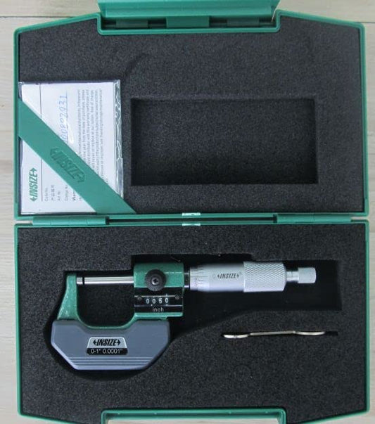 INSIZE 3400-1 Outside Micrometer with Counter, 0" -1", Counter Resolution .001", Thimble Graduation .0001"
