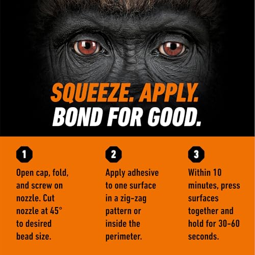 Gorilla Max Strength Construction Adhesive, Clear Glue, 2.5 oz, 2-Pack - size: 2.5oz, style: 2 Pack