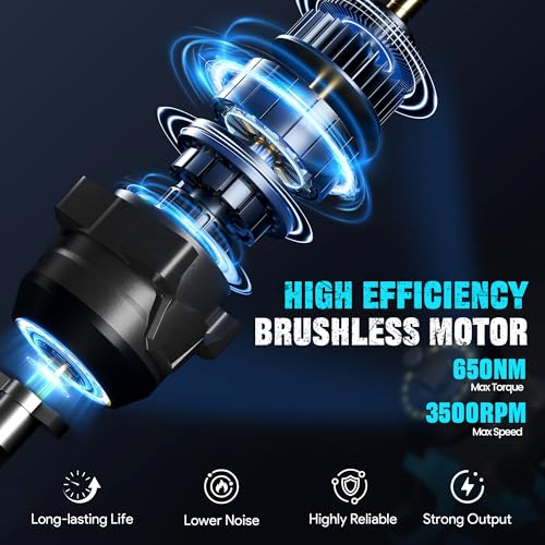 Cordless Impact Wrench 480Ft-lbs(650N.m) Brushless Impact Gun 1/2"