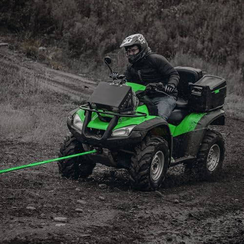 Synthetic Winch Rope, 1/4'' x 50ft 10,000LBS Synthetic Winch Line 1/4 Winch Cable Replacement Synthetic Rope for 4WD Off Road Vehicle ATV UTV (Green) - color: Green, size: 1/4 Inch x 50 Feet,without hook