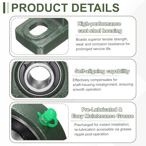 uxcell UCP205 Pillow Block Bearings 25mm Bore Self Alignment Solid Cast - size: UCP205 (Bore 25mm)