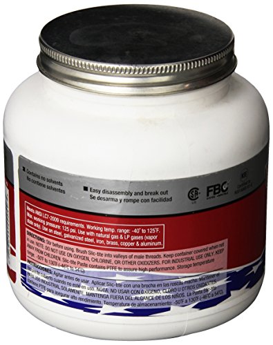 LA-CO 42049 Slic-Tite Premium Thread Sealant Paste with PTFE, Non Hardening, -50 to 500 Degree F Temperature, 1 qt Jar with Brush in Cap, Made in USA - size: 1 qt B-N-C