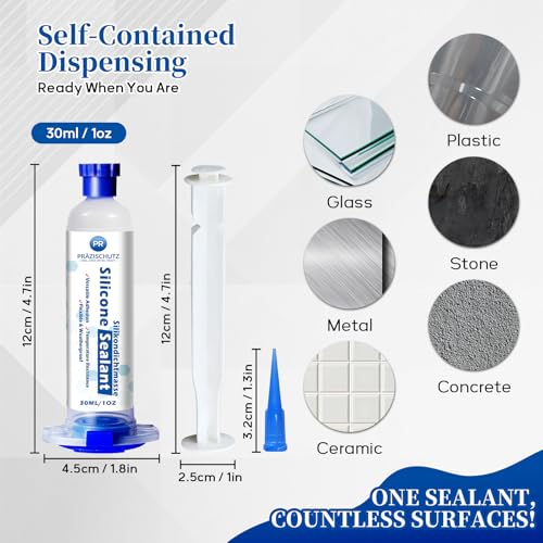 RTV Silicone Adhesive Sealant - High Temperature & Waterproof Caulking for Home, Auto, & Crafts - Creates Flexible, Long-Lasting Seal on Kitchen, Bathroom, Shower, Window (Clear, 30ml/1oz) - color: Clear