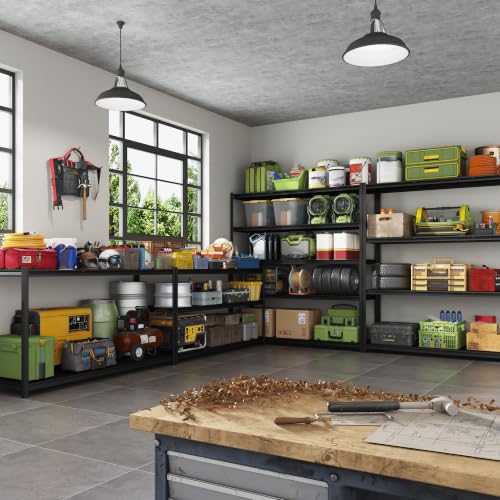48" W Garage Shelving, 3000lb Heavy Duty Shelving - color: Black, size: 48"W x 18''Dx 72"H