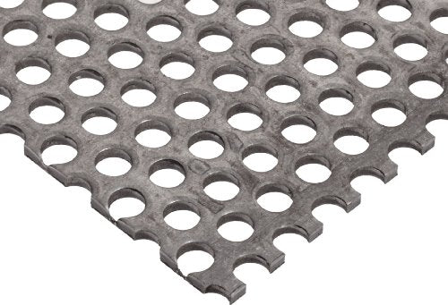A36 Carbon Steel Perforated Sheet, Unpolished (Mill) Finish, Hot Rolled, Staggered 0.125" Holes, ASTM A36, 0.036" Thickness, 20 Gauge, 12" Width, 12" Length, 0.1875" Center to Center, OnlineMetals