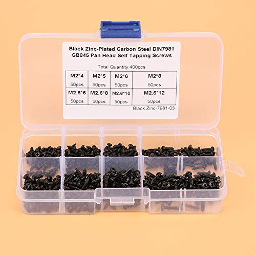 Thread Forming Screws for Plastic 400pcs M2 M2.6 Pan Self Tapping Screws Set Assortment Kit Screws Metal Screws, NOENNULLf8z5vbo1m3