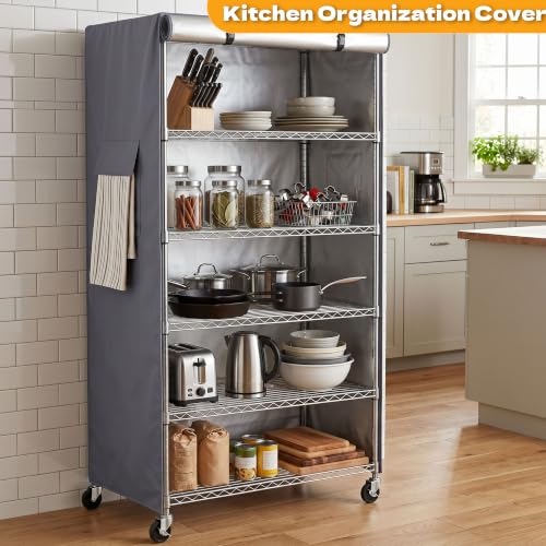 Rack Cover for Wire Shelves, Fits 30"W x 14"D x 62"H Shelving units - color: Grey, size: 30"W x 14"D x 62"H