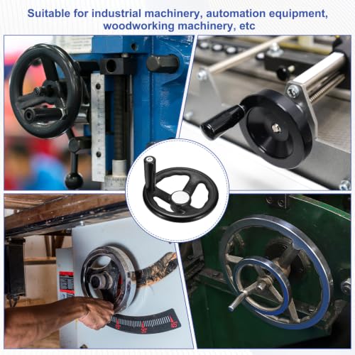 uxcell Handwheel with Revolving Handle, 0.6" Hole x 6.3" OD, Black - size: 0.6" Hole x 6.3" OD