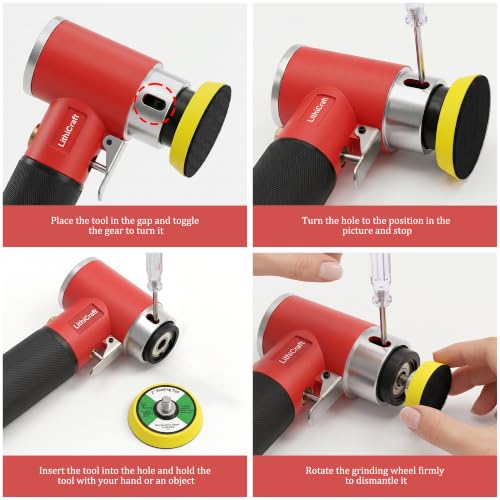 1/2/3 Inch Random Orbital Air Sander, Mini Pneumatic Detail Sander High Speed Air Powered Dual-Action Polisher, Hook & Loop Sanding Discs & Pads Kit for Auto Body Work, Metal, Wood