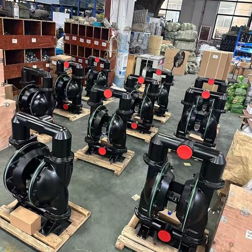 1 Inch Air r-Operated DoubleDiaphragm Pump, Aluminum Alloy PTFE Industrial Pneumatic Transfer Pump 35GPM 120PSI, for Low Viscosity Fluid, Oil, Diesel, Colorant (QBY4-50 Aluminum +PTFE 172GPM)