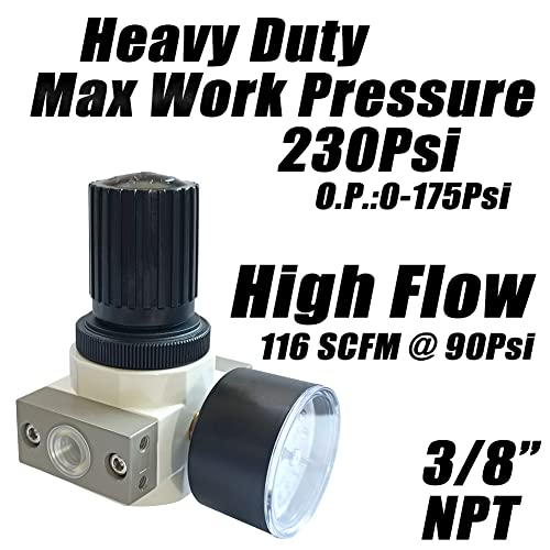 Heavy Duty Air Pressure Regulator 3/8"NPT 230Psi for Compressed Air System OR-03 - size: 3/8"NPT