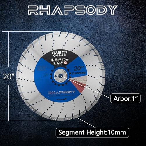 RHAPSODY 20Inch Laser Welded Diamond Saw Blade,Segmented All Purpose Blade - size: 20 Inch