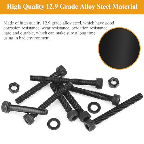 55 Pieces M5 x 30mm Socket Head Cap Screws, Thread Pitch 0.8mm, Sutemribor M5 Black Screws, 12.9 Grade Alloy Steel, Black Oxide Finish, Fully Threaded - size: M5 x 30mm, style: Socket Head