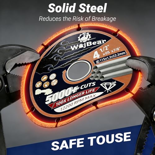 2 PCS 4 1/2 inch Metal Cutting Discs, 5000+ Cuts Diamond Cut Off Wheel for Steel, Rebar, Iron and Stainless Steel, 0.05 Inch Thick Cutting Disc for 7/8" Angle Grinder (2 PCS 4 1/2 inch) - size: 2 PCS 4 1/2