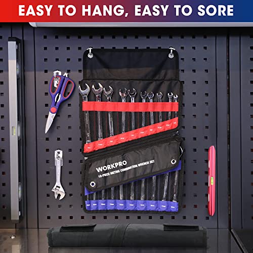 WORKPRO 20-Piece Combination Wrench Set, Metric 6-18mm & SAE 1/4"-3/4"