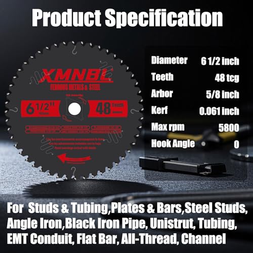 6-1/2 Inch Metal Cutting Blade,Replace for Diablo D0648CFX 6-1/2" Metal Cutting Circular Saw Blade,Compatible with 6 1/2 Inch Circular Saw,Cermet Carbide Up to 5X Longer Life 5/8 Arbor - size: 6 1/2 Inch 48T Metal Saw Blade