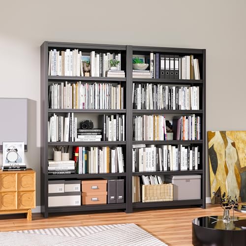 Bookshelf,5 Tier Bookshelves,69" Tall Metal Black Bookcase,Install Simple Bookshelves for Bedroom, Living Room,Home Office/Library (Black) - color: Black, size: 69"H*34"W