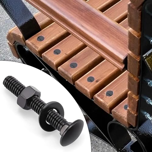10 Sets 3/8-16 x 1-1/4" Carriage Bolts and Nuts & Flat Washers, 304 Stainless Steel 18-8, Black Coated, Heavy Duty Bolts for Home & Machinery Assembly & Repair, Automobile, by RoyceMart - size: 3/8-16 x 1-1/4"
