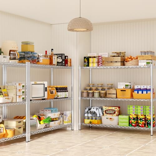 Storage Shelves, 3 PCS 48" L x 20" W x 47" H Heavy Duty Garage Wire Shelving Unit Loads 1200LBS, 3-Tier Adjustable Metal Industrial Utility Shelf Rack for Kitchen, Laundry Room, Basement - color: Chrome, size: 48" L x 20" W x 47" H 3PC