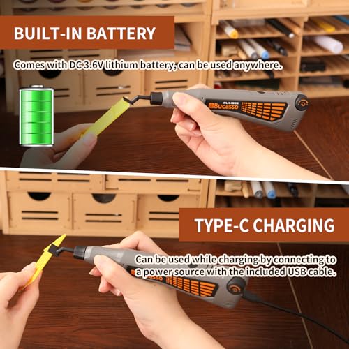 Cordless Pen Sander, Variable Speed and USB Charging with LED Light, Multi-Purpose Power Tool for Sanding, Polishing, Finishing, DIY Crafts - color: Grey