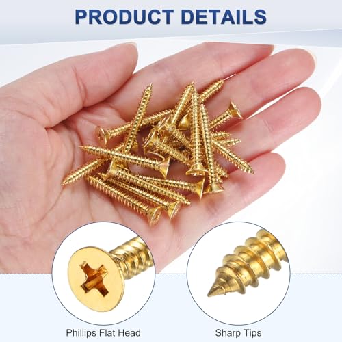 M METERXITY 100-Pack Brass Wood Screws, M4 x 30mm Phillips Flat Head Self-Tapping Screw Connector Fasteners for Door Hinges/Woodworking/Furniture Repair/Gardening/DIY Crafts Decorative Screws - size: M4x30mm