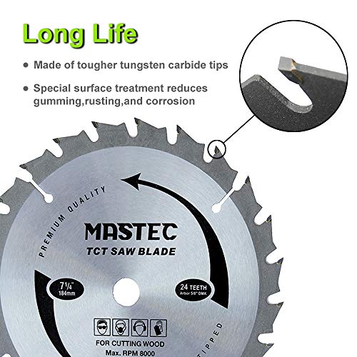 Framing Saw Blade Circular 7-1/4-Inch 24 Tooth with ATB Carbide and 5/8-Inch Diamond Knockout Arbor - size: 7-1/4 Inch 24T