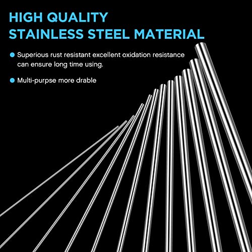 Dunzy 104 Pcs Spring Steel Wire, 12 Sizes 0.3-3 mm Stainless 40 cm