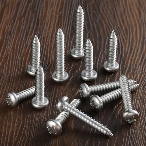 247Pcs Pan Head Wood Screws Assortment Kit, #6#8 Stainless Steel 304 Self Tapping Screws Set, Phillips Drive, Sheet Metal Screws - color: Silver, size: #6/#8 Assorted