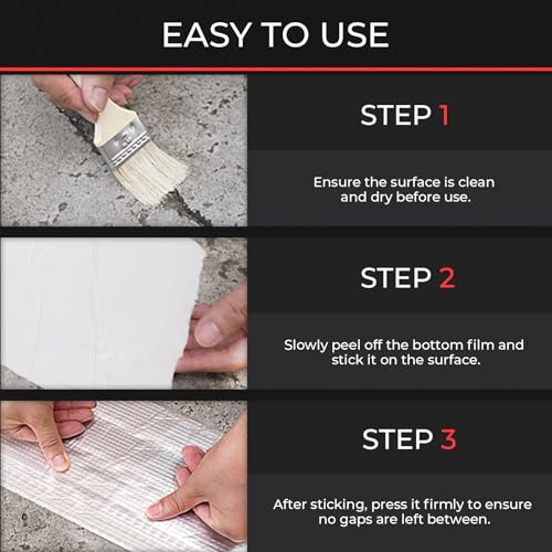 Butyl Waterproof Tape - 2" W x 16.4' L Aluminum Foil Tape with Butyl Rubber Adhesive for Window Caulking, Boat Sealing, Roof Patching - Silver - size: 2" W X 16.4' L
