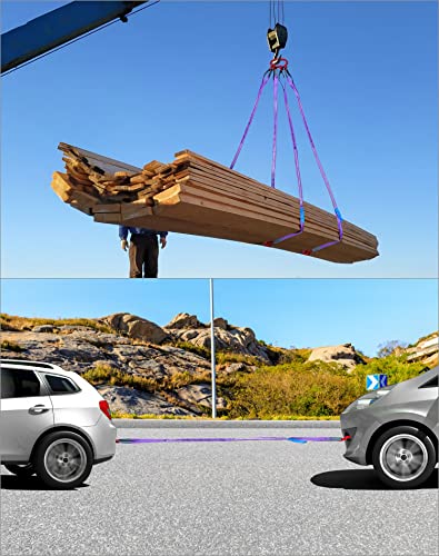 QWORK 5Ft Sling With 4 Legs Grab Hook and Adjuster, 3T G80 Alloy Steel Engine Lift Chain Link Eye Hook, 6600lbs Hoist Complete Rigging for Safe Towing and Handling of Cargo
