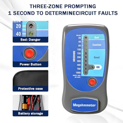 Insulation Tester/Megohmmeter,Maximum measurable Range: up to 1000 megohms,The Megohmmeter can be Used with Motors, Electrical appliances, Electrical Instruments, etc., for Insulation Testing