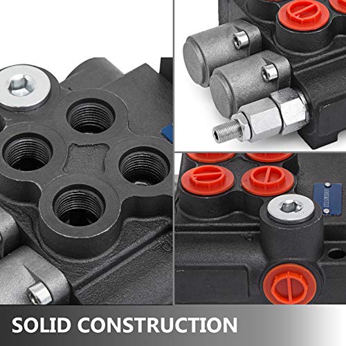 VEVOR 2 Spool Hydraulic Joystick Control Valve 11gpm Hydraulic Valve Hydraulic Directional Control Valve Double Acting Relief Valve Range Reach Up to 3600 PSI for Tractors Loaders Tanks Log Splitters