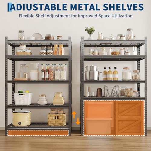 Heavy Duty Metal Storage Shelves - 5-Tier Adjustable Shelving Unit with 2500 LBS Load Capacity for Garage, Pantry, Basement, Bathroom, Laundry Room Organizer, 36" Long x 16" Wide x 72" High - size: 72" H x 36" W x 16" D
