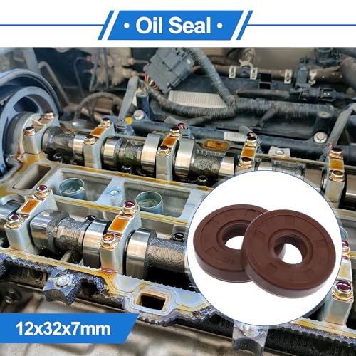 Universal Oil Seal TC Double Lip W Steel Spring Seal Ring Rotary Shaft Seal 12x32x7mm High Pressure FKM Rubber Brown 2 Pcs - size: 12x32x7mm