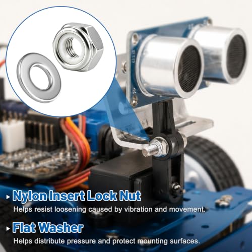 #8-32 Lock Nut 360Pcs Stainless Steel Nylock Locking Nuts with Washers - size: locknuts-#8 360pcs