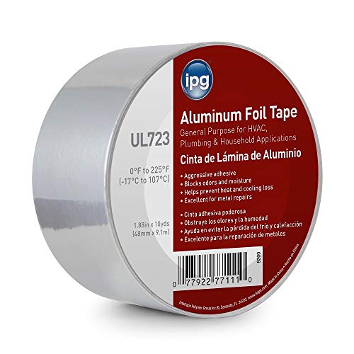 IPG Aluminum Foil Tape, 2" x 10 yd, Silver (Single Roll) - size: 2" x 10 yd