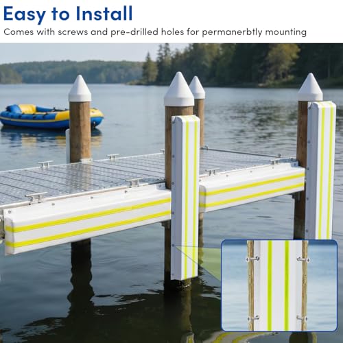 Dock Bumpers 36 Inch/48 Inch/58 Inch/72 Inch, Boat Dock Bumpers with Upgrade Reflective Strip and Stainless Steel Screws, Dock Fenders Bumper Guards Marine Grade (Black/White/Gray) -1 Pack 2 Pack - color: White, style: 58in-2pack