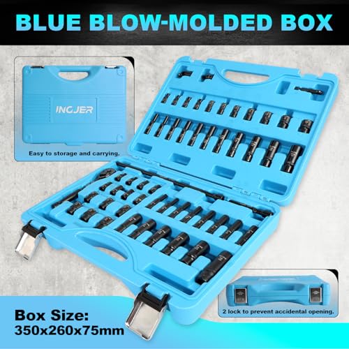 Socket Set 1/4, 56 Piece Impact Socket Set Metric and Standard Full - size: 1/4inch 56 PCS