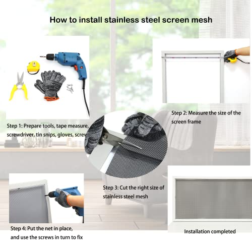 PVC Coated 304 SS Woven Mesh 47x118in Hardware Cloth Door Security Screen - size: 47"x118",1roll