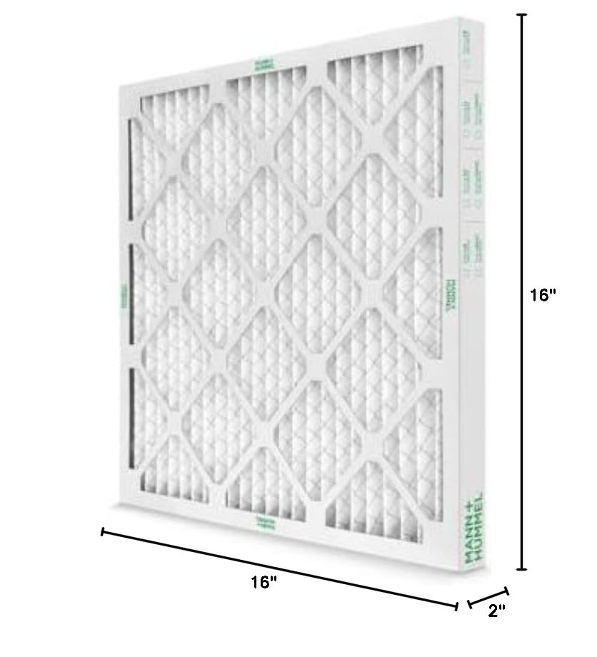 MANN+HUMMEL 16x16x2 MERV 8 Pleated 2" AC Furnace Air Filter. 4 Pack - style: 16 x 16 x 2