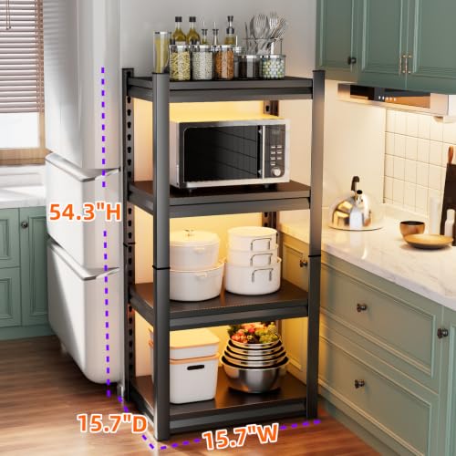 Adjustable Metal Utility Shelving, 4-Tier Free Standing Heavy Duty Storage Unit, Multi-Purpose Sturdy Organizer for Garage, Pantry, Basement, Kitchen & Industrial Shop Use