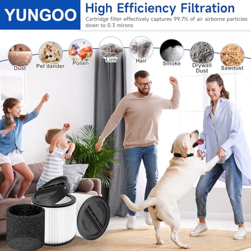 2 Pack 90304 Replacement Cartridge Filter Compatible with Shop Vac 5Gal + - size: 5 Gallon & Above