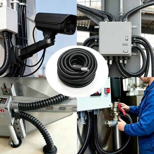 50ft 3/4-Inch Flexible Electrical Conduit, PVC-Coated Liquid-Tight, Galvanized Steel Flexible Metal Conduit,Suitable for Household Wire Management and Outdoor Cable Layout - size: 3/4in-50ft
