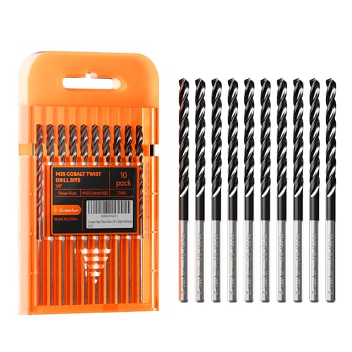 Crosstar M35 Cobalt Drill Bit Set,Three-Flute Design,1/8",10 Pack - size: 10pcs(1/8in)