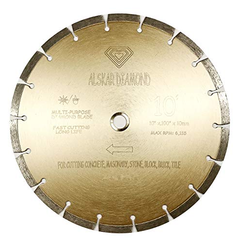 (10-PCS) ALSKAR DIAMOND 10 inch Dry or Wet Cutting General Purpose Power Saw Segmented Diamond Blades for Concrete Stone Brick Masonry (10" - 10 pcs) - size: 10" - 10 pcs