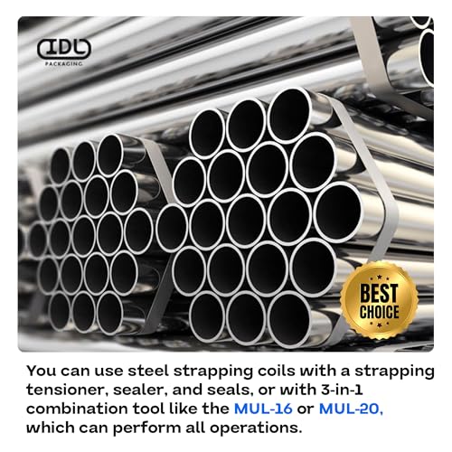 IDL Packaging 3/4" x .020" x 300' Steel Strapping Coil (1700 Lbs Break Strength) in Self-Dispensed Сardboard Box - Portable Strong Banding with Superior Cut-Resistance - Heavy Pallet Strapping - size: 3/4W" x 300L'