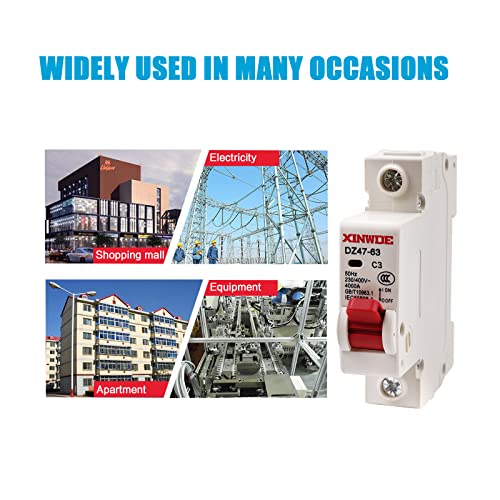 AC Miniature Circuit Breaker 3A 230V/400V 1 Pole DIN Rail Mount Circuit Breaker DZ47-63 Circuit Breaker for Home Circuits - size: 3A