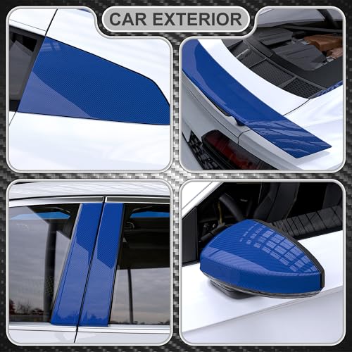 Lypumso 6D Carbon Fiber Vinyl Wrap Roll, Glossy Car Wrap Film Featuring Bubble Free Air Release Technology, Car Moto DIY Interior Exterior Decoration (Carbon Fiber Blue, 1ft x 10ft) - color: Blue, size: 1ft x 10ft