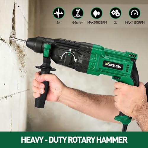 1 Inch SDS-Plus Rotary Hammer Drill 8Amp Lightweight for Concrete - style: 1" SDS-PLUS