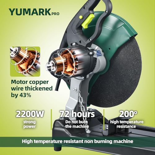 Abrasive Chop Saw, 2200W 3800RPM Steel Cutting Machine, Metal Cutting Saw with 14in Blade for Rebar, Angle Steel, Hollow Pipe Cutting
